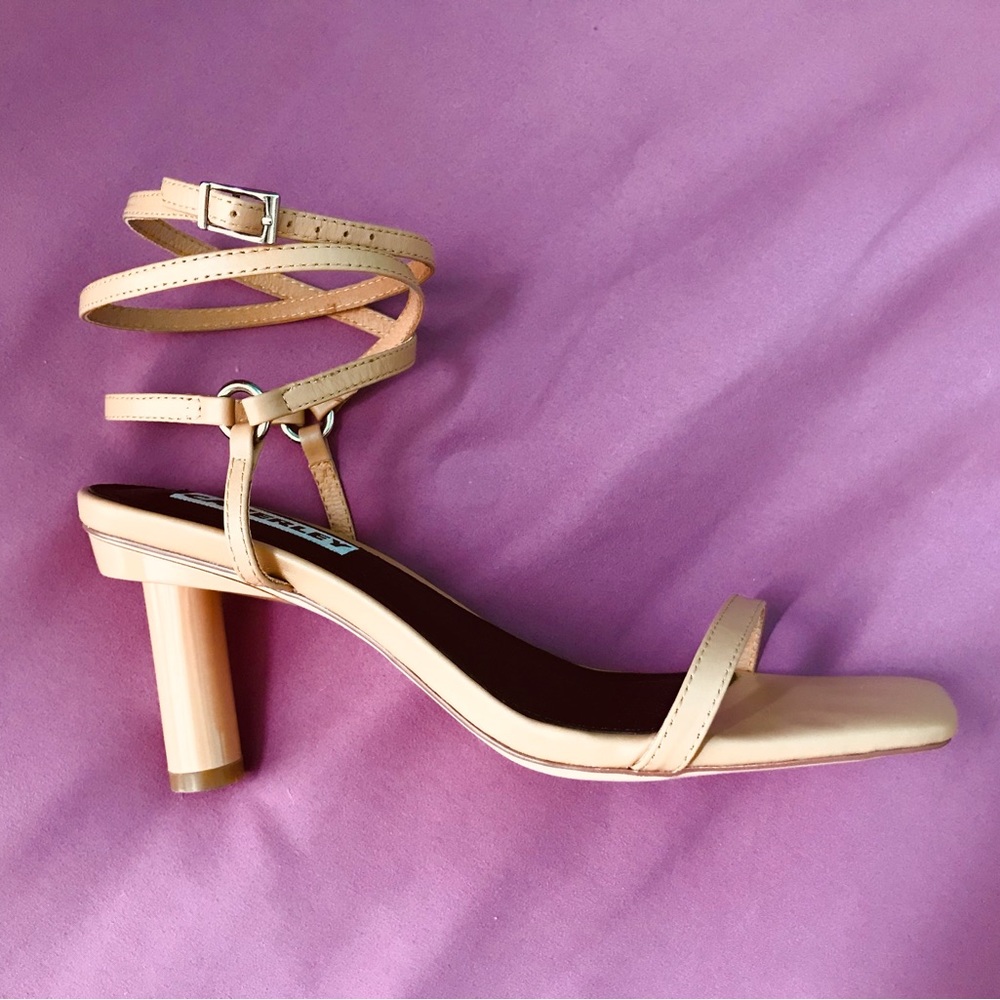 Caverley Jude sandal with cylinder heel: Nude